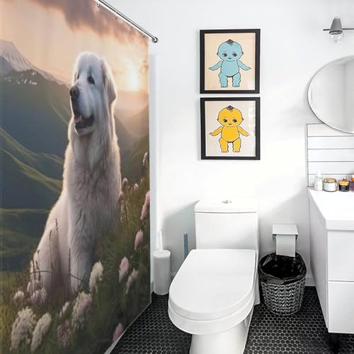 Rideau de douche chien séchage rapide en polyester imperméable pour salle de bain propre - 3