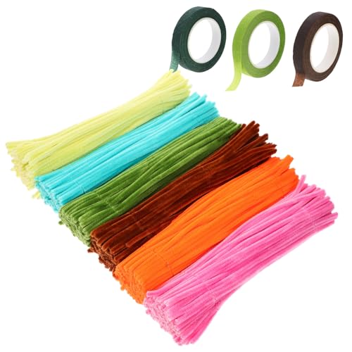 Tallos de chenilla macarrón RORPOIR con 600 limpiapipas y cinta para manualidades DIY