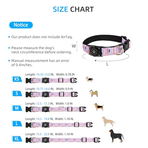 Image of Upgrade Dog Collar with AirTag Holder, IP68 Waterproof, Lavender Garden, XL