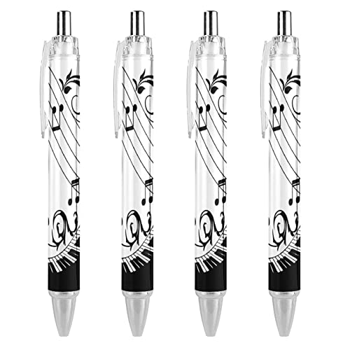 Chic Music Piano Keyboard Note Ballpoint Pen Retractable Work Pens for Men Women Office Gift 4 PCS
