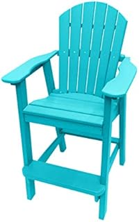 Phat Tommy Recycled Poly Resin Balcony Chair – Bar Height Adirondack Chairs - Durable Poly Furniture for Your Patio (Teal)