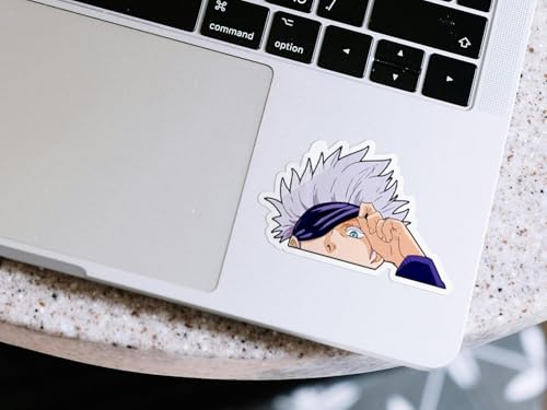 Image of 55+pcs Jujutsu Anime Aesthetic Vinyl Self-Adhesive Stickers for Laptop, Journal, Bike Helmet, Diary, Guitar, Mobile Case -Waterproof Residue Free Manga Sticker
