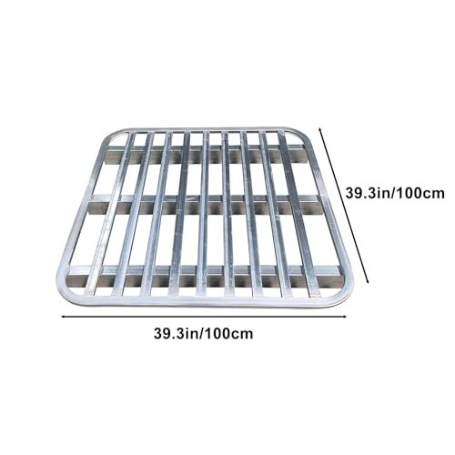 Pallet in acciaio resistente con superficie antiscivolo, piattaforma industriale di stoccaggio in metallo per magazzino e logistica (100 x 120 cm)