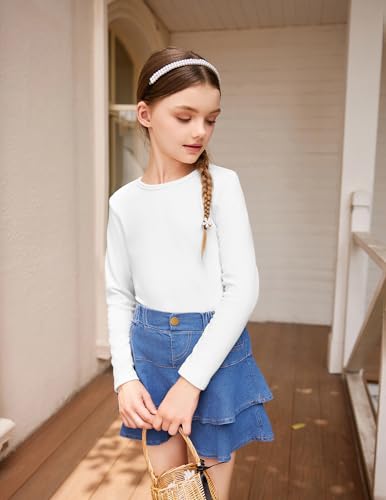 Arshiner Girls Long Sleeve Shirts Thermal Crew Neck Tunic Basic Tops Blouse Tee 3-12 Years4