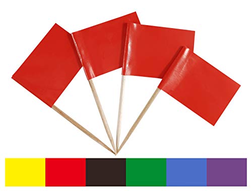 JBCD Red Flag Color Flags 100 Pcs Cupcake Toppers Flag Toothpick Flag Small