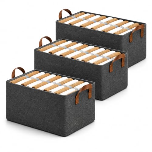 Image of DecorTwist Wardrobe Organizer for Clothes with Transparent Window & Metal Frame - Foldable Cloth Storage Box for Cupboard, Almirah, Wardrobe | Saree, Jeans, Sweaters, Blanket, Towel (Grey, Pack of 3)