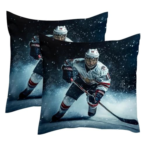 Housse de coussin hockey velours doux double face de qualité - 2