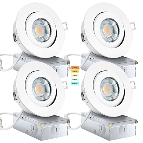 KnLnny Ware Gimbal Recessed Lighting 4 Pack, Ajustable Gimbal Recessed Ceiling Light with Junction...