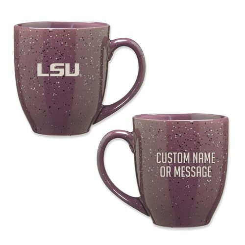 Image of Rico Industries NCAA LSU Tigers Purple Personalized 16 oz Team Color Laser Engraved Speckled Ceramic Coffee Mug