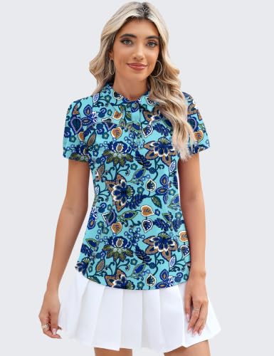 Image of TFSDOD Womens Golf Polo Shirts Collared Short Sleeve T Shirt Lightweight Moisture Wicking Polo Casual 3 Buttons Outfits