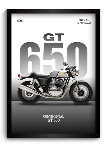 Image of Royal Enfield Bullet Poster | Framed RE Continental GT 650 A4 Sized (31 x 23 cm) | Mr Clean Bike Poster for Wall, Gift for Boys, Bike Frames | Bikes Posters for Wall, Bedroom, Hostel, Study Room (F 171)