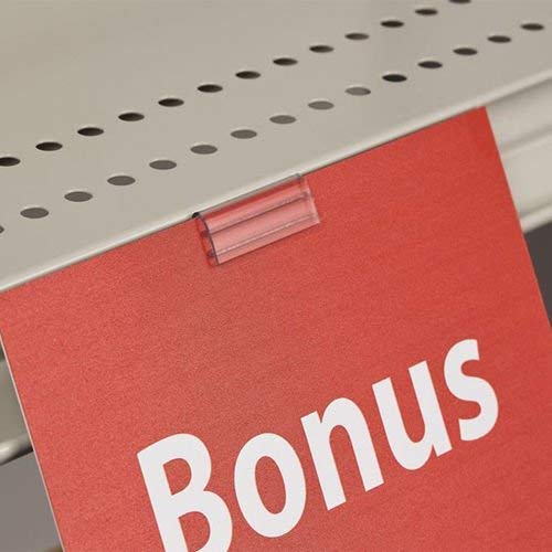 Gondola Shelving Ticket Channel Sign Holder, Clip on Sign Clip Grip for Shelf C-Channel - 100 Pack
