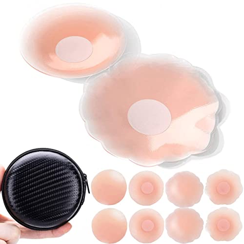 Spolife Cubierta de pezones delgados para mujer, cubierta de silicona invisible para pezones de silicona para mujer, fundas adhesivas reutilizables de silicona (24 pares), Juego de 8 piezas, Talla