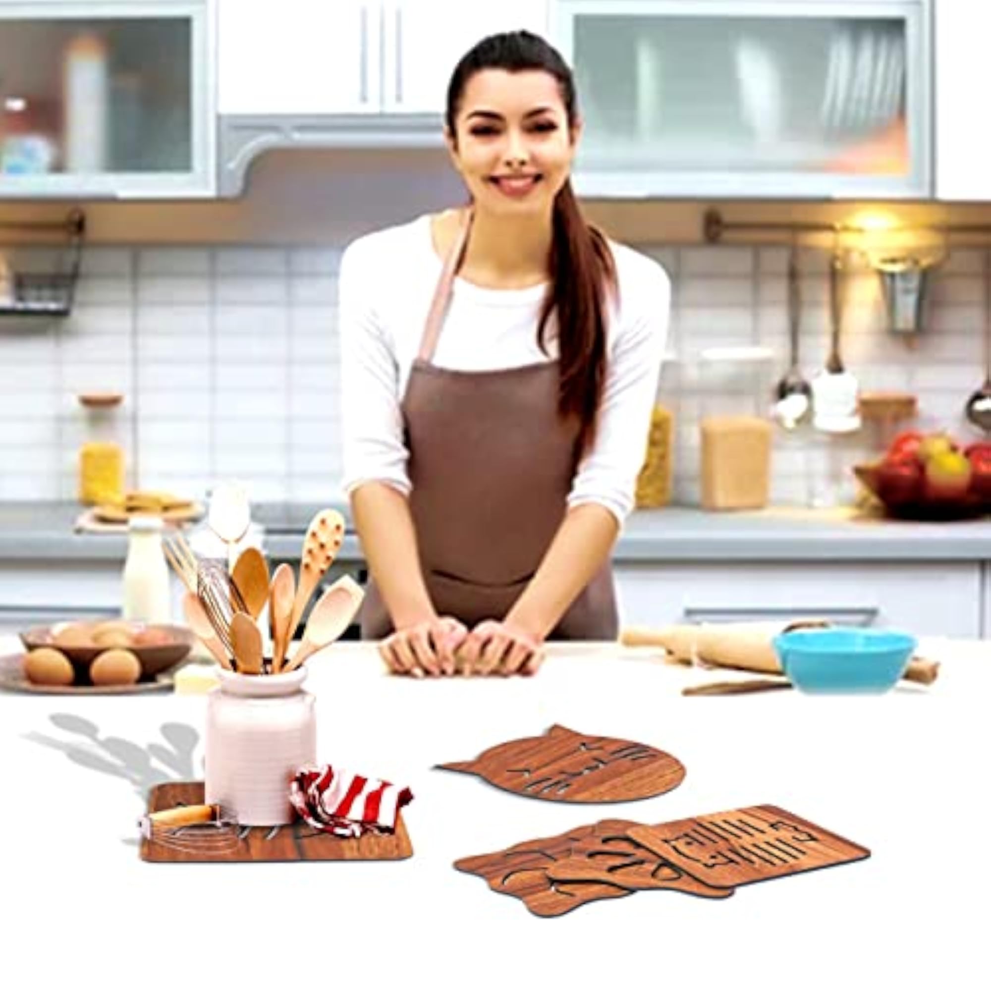 6 Pcs Eco-Friendly Wooden Table Placemat Set