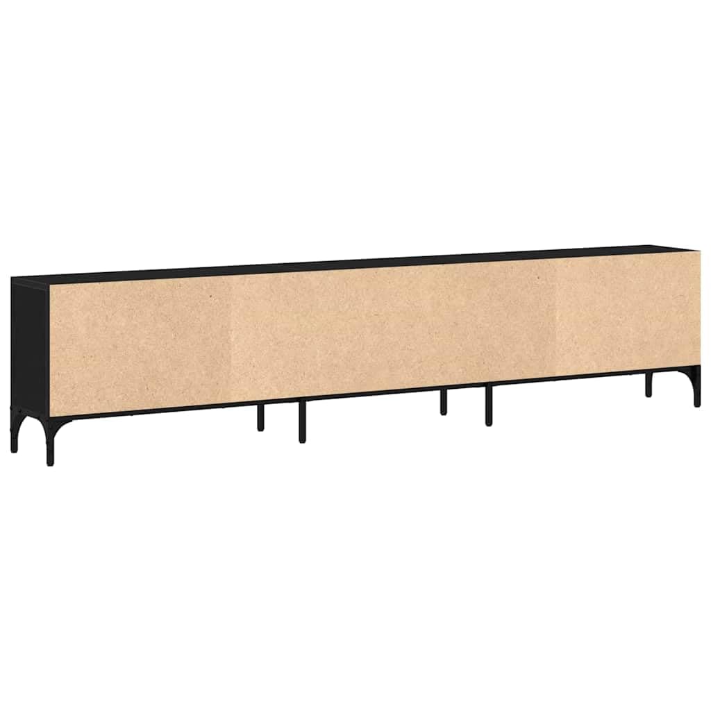 Mobile TV nero, effetto rovere, 200 x 25 x 44 cm, mobile basso