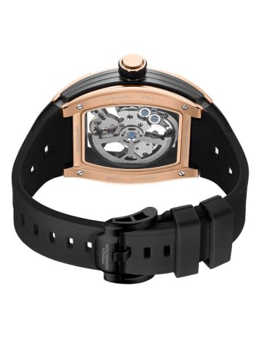 Image of French Connection Limited Edition | Stealth Series | Skeleton Dial | Stainless Steel Case | Premium Silicone Strap | Automatic Watch for Men - FCA48