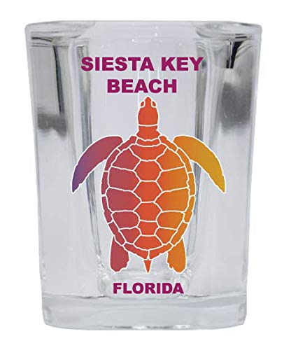 Siesta Key Beach Florida Souvenir Rainbow Turtle Design Square Shot Glass