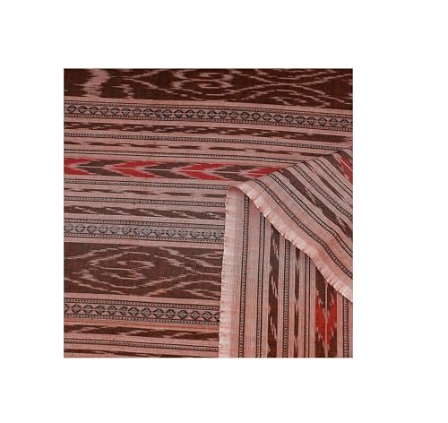 Image of Premium Sambalpuri Ikat Weave Pure Handloom Cotton Shirt Fabric - Authentic Odisha Traditional Tie-Dye Craft, Soft & Breathable Natural Cotton Material for Custom Tailoring, Casual & Formal Wear