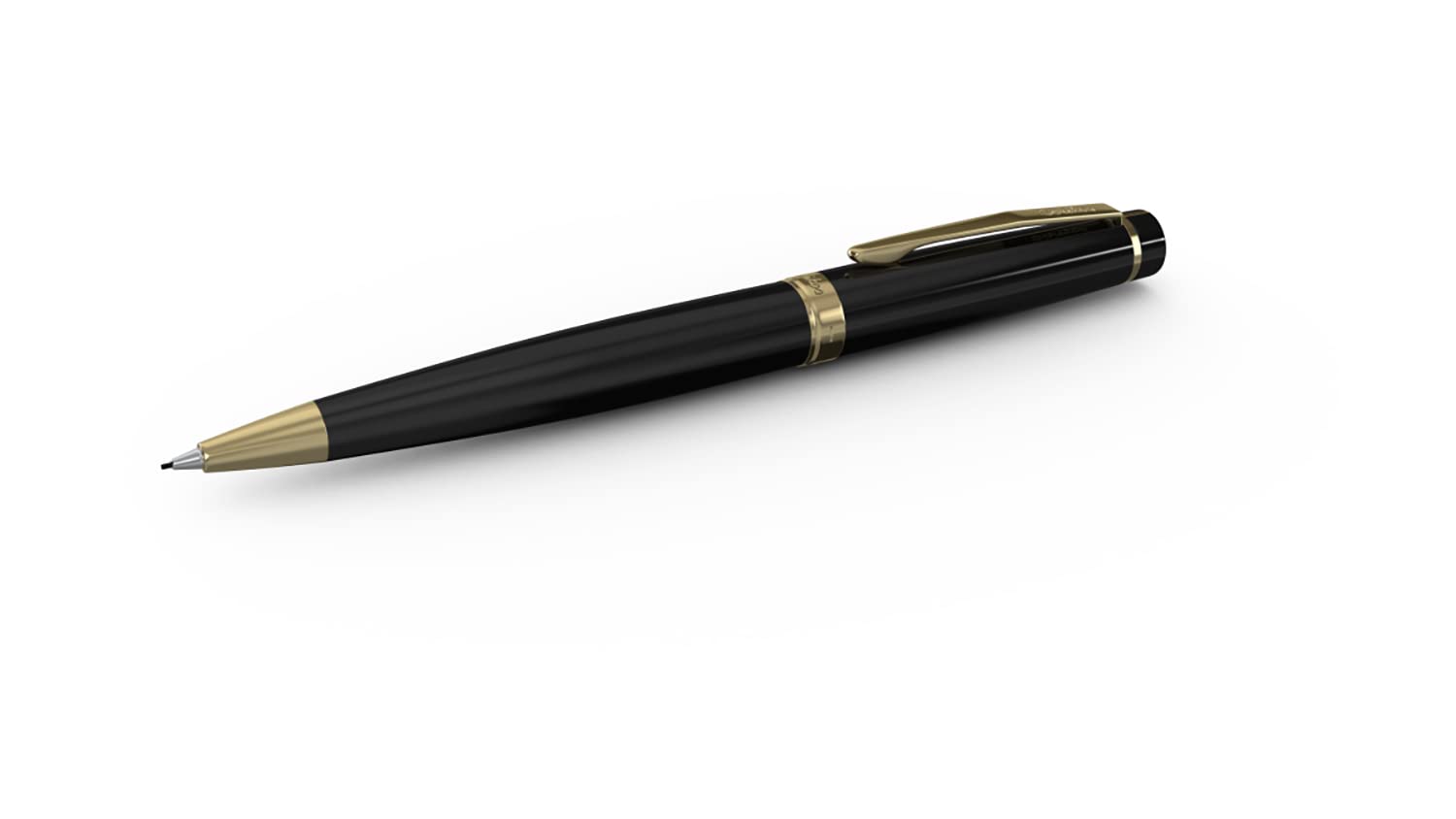 Scrikss 0,7 mm mechaniczny ołówek ołówkowy, błyszczący czarny mosiężny korpus, pozłacane wykończenia, mechanizm skręcony, seria Honor 38, nowoczesny i elegancki długopis, idealny na prezent, do użytku