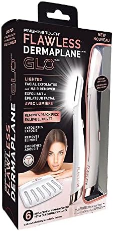Finishing Touch Flawless Dermaplane Glow Facial Exfoliator & Hair Remover With 6 Replacement Heads, 1 Count