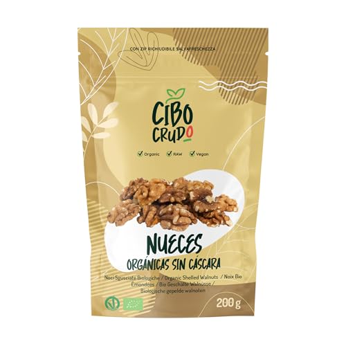 Nueces Peladas Naturales y Orgánicas - 200g. Nueces Ricas en Sales Minerales y Vitaminas. Para Consumir como Snak Ensaladas Muesli o Yogurt.