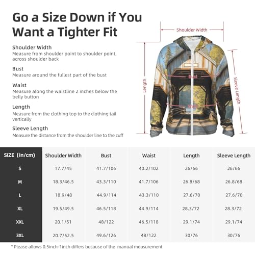 UPF 50+ Albany Covered Bridge Sun Protection Hoodie Rash Guard Shirt Long Sleeve Sun Shirt Lightweight Jacket2