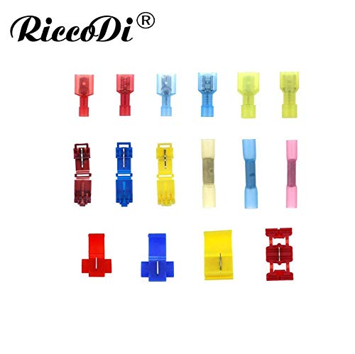 Davitu 400pcs 22-10 Gauge Nylon Heat Shrink Waterproof Electrical Insulated Quick Splice Spade Butt T-Tap Crimp Terminals Connector - (Color: With Box)