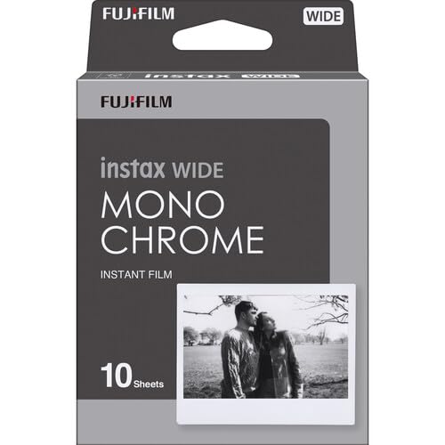 Película Fujifilm Instax Wide Monocromática, 20 exposiciones (2 paquetes de 10), para cámaras instantáneas Instax Wide, incluye paño de limpieza miniatura 3