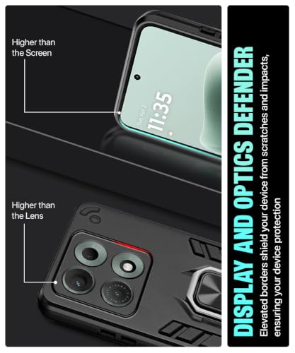 Image of WOW IMAGINE Shock Proof Back Case Mobile Cover for Motorola Moto Edge 70 Max 5G | Back Cover Case (Tough Armor | Hybrid PC + TPU | Ring Holder & in-Built Kickstand | Black)