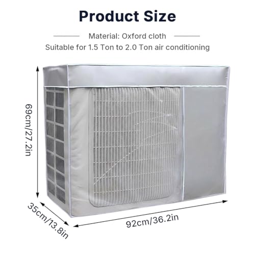 Image of HASTHIP Split Condenser Cover Air Conditioner Cover Oxford Fabric Vent Hole Four Season Protection for 1.5 Ton to 2.0 Ton Outdoor AC Unit