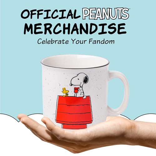 Silver Buffalo Peanuts Snoopy and Woodstock Get Cozy Ceramic Camper Mug, 20 Ounces
