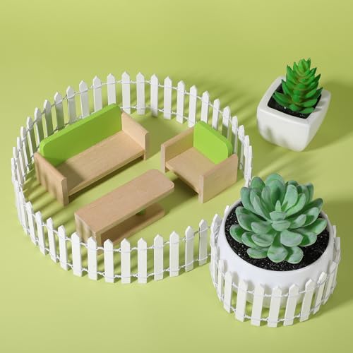 Bewudy 1 Stück Miniatur Zaun Gartendekor, 90x5cm Miniatur Zaun Gartenzaun Holz Miniaturzaun Aus Holz Mini Gartenmöbel Wichtel Holzzaun Zum Basteln Terrarium Puppen DIY-Dekor (Weiß)