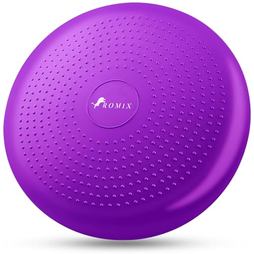 ROMIX Wobble Cushion 34CM Inflatable Air Stability Cushion Balance Board with Pump Non-slip Balance Disc Sitting Posture Trainer Wiggle Seat for Home Office Chair Physio Therapy