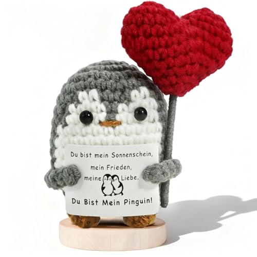 ZIENZENGYA Positive Pinguin Partner Geschenke für Männer Ich Liebe Dich Geschenke Jahrestag Geschenk für Sie Ihn Valentinstagsgeschenk Hochzeitstag Strickwolle