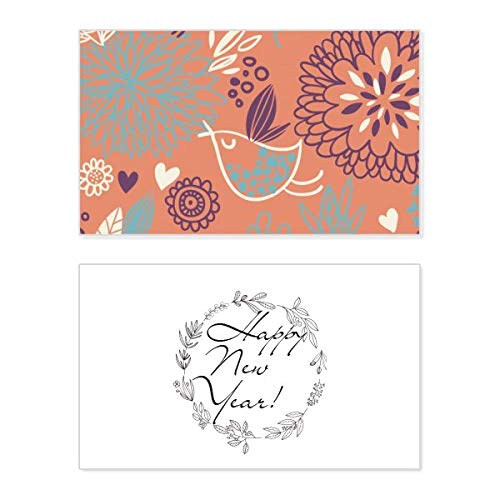 Tarjeta de Año Nuevo Orange Line con diseño artístico Flower Plant Paint