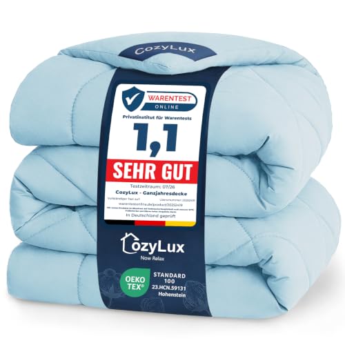 CozyLux Bettdecke 240x260 cm Hellblau für 4 Jahreszeiten – Ansicht 1