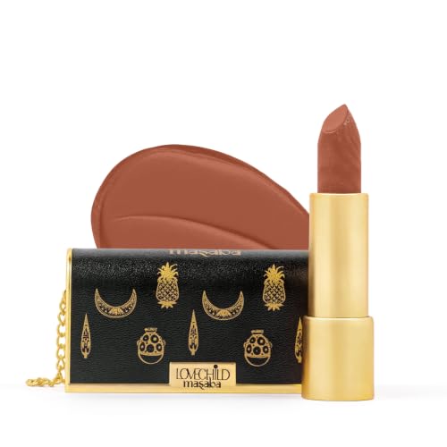 Image of LoveChild Masaba inchThe Batua inch Lipstick, Chai Khari (Nude Brown) Rich Satin Finish Lipstick with Built-in Mirror, Hydrating, Nourishing Formula with Jojoba Oil, 4g