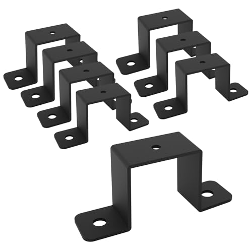 Wpbhk 8Pcs Square Tube Strap Clamp for 1-1/2" x 1-1/2" Square Pipe, Strap Post Ties, Metal U Clamp Bracket Square Pipe Clamp, Powder Coated Black Square Tube Buckle