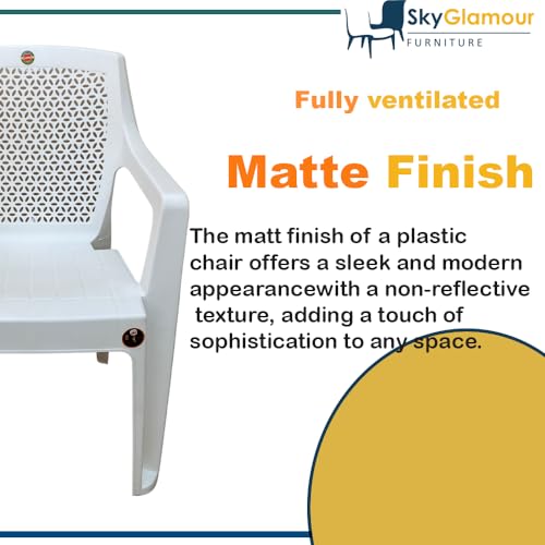 Image of SkyGlamour Cello Sonet Plastic Arm Chair Garden, Home, Living Room, Indoor and Outdoor(Colour: White; Set of 2)