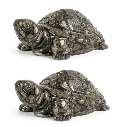 Image of Pyrite Tortoise Kachhua 2.7 Inch | Certified Original Crystal Turtle for Money, Good Luck & Wealth | Vastu Shastra Feng Shui Decor | Housewarming Gift Home Office (Pyrite Tortoise (Pack of 2))