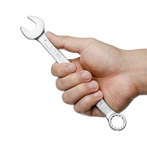 Image of Jetech 5 /8 inch Combination Wrench, SAE 12-Point Chrome Vanadium Steel Spanner, Industrial Grade with 15-Degree Offset, Sand Blasted Finish, Heat-Treated Forged Tool