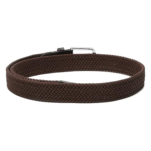 Image of LOUIS STITCH Men's Braided Elastic Stretch Belt with Leather Tipped End Stretchable Canvas Waist Band for Men Women Boys Girls Unisex (Width 3 cm) (BE-EL)