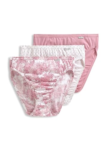 Image of Jockey Women's Underwear Plus Size Elance French Cut - 3 Pack, Pink Harmony /Dash Dot /Pink Maiden Floral, 8