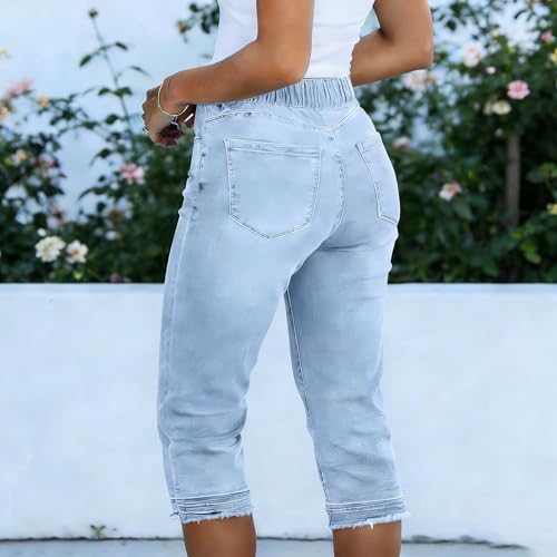 Pantalon trois-quarts léger en denim stretch avec coupe galbante - 4