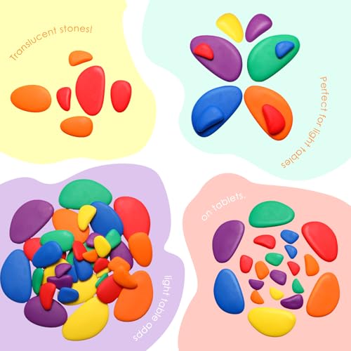 Image of Simgoing 144 Pcs Rainbow Stacking Stones Colorful Pebbles for Sorting and Stacking, 6 Colors(Bright)