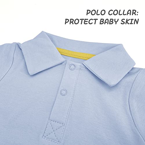 Jimonda Baby Boy Girl Collared Bodysuit,Polo Short Sleeve Romper, Pure Color Baby Clothes,Organic Cotton …3