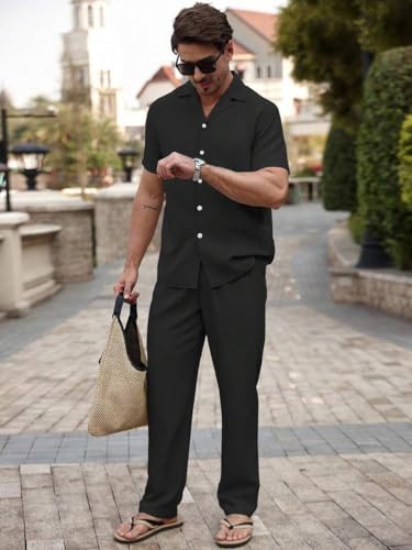 Image of TAGDO Men's Cotton Night Suit Pajama Sets | Night Pants for Man | Co-ord Set for Men |Modern Loungewear (2058)