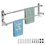 Double Towel Bar, Stainless Steel Adjustable 16 to 28In Double Towel Racks for Bathroom, Double Bath Towel Bar,Applicable to Bathrooms and Kitchens