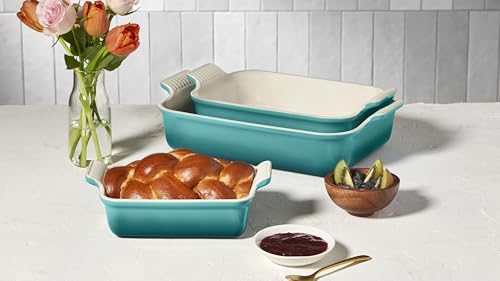 Image of Le Creuset Stoneware Heritage Rectangular Baking Dish, 3 pc., Riviera | Set of 3: one 12.5-inch dish (4 qt.), one 10-inch dish (2.5 qt.) and one 7.5 inch dish (1.1 qt.)