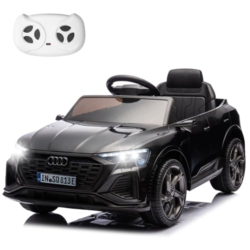 HAUSPROFI Elektro Kinderauto mit Bluetooth, 12V Elektrofahrzeug SQ8 E-tron Elektroauto mit Fernbedienung 2,4GHz, Sicherheitsgurt, Musik, Kinderfahrzeug für Kinder 3-6 Jahre, 3-5 km/h, Schwarz